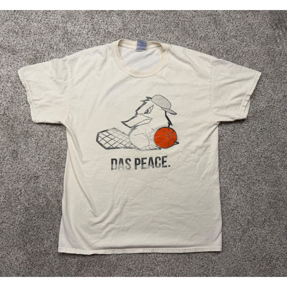 Das Peace Platypus Basketball Medium Cream Graphic Gildan T-Shirt 29 Back